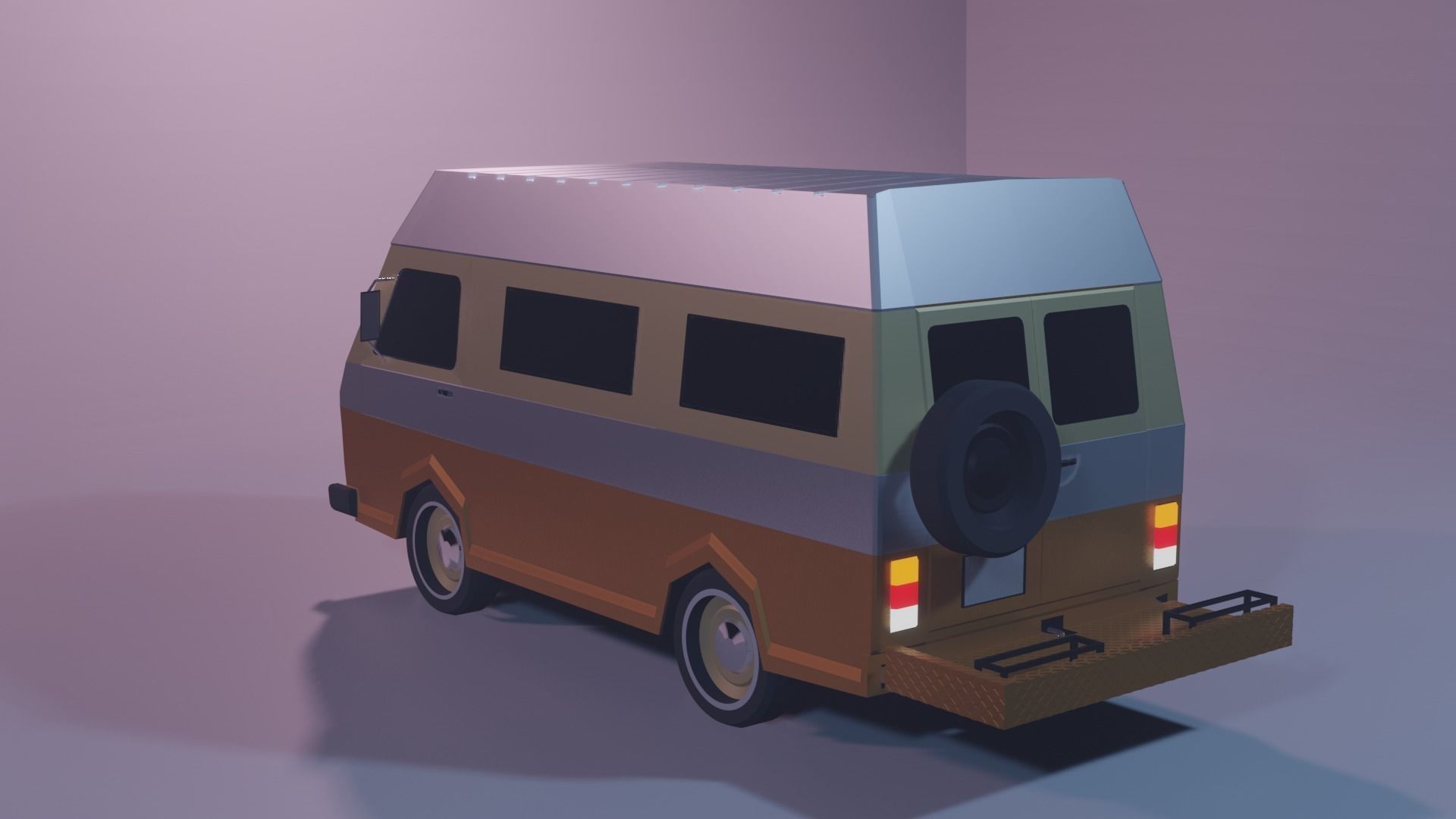 Retro Caravan Low Poly Low-poly 3D model_4