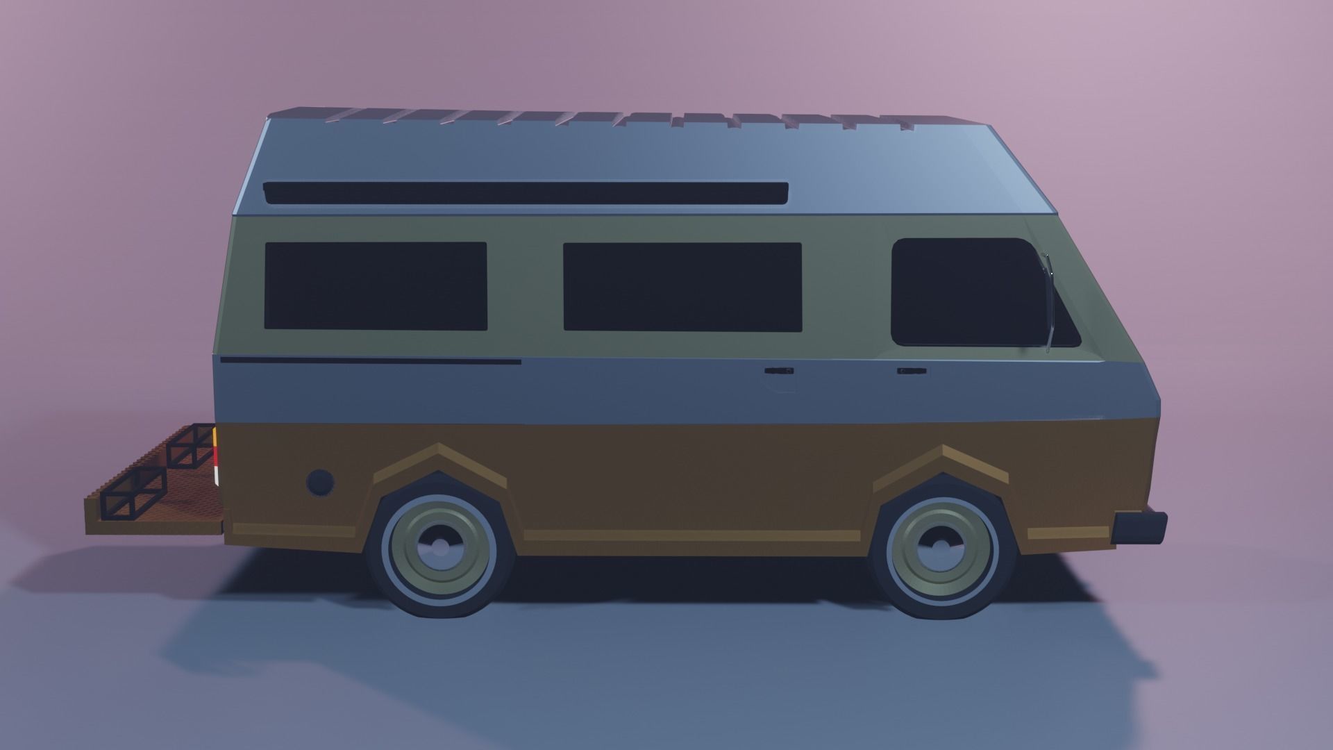 Retro Caravan Low Poly Low-poly 3D model_7