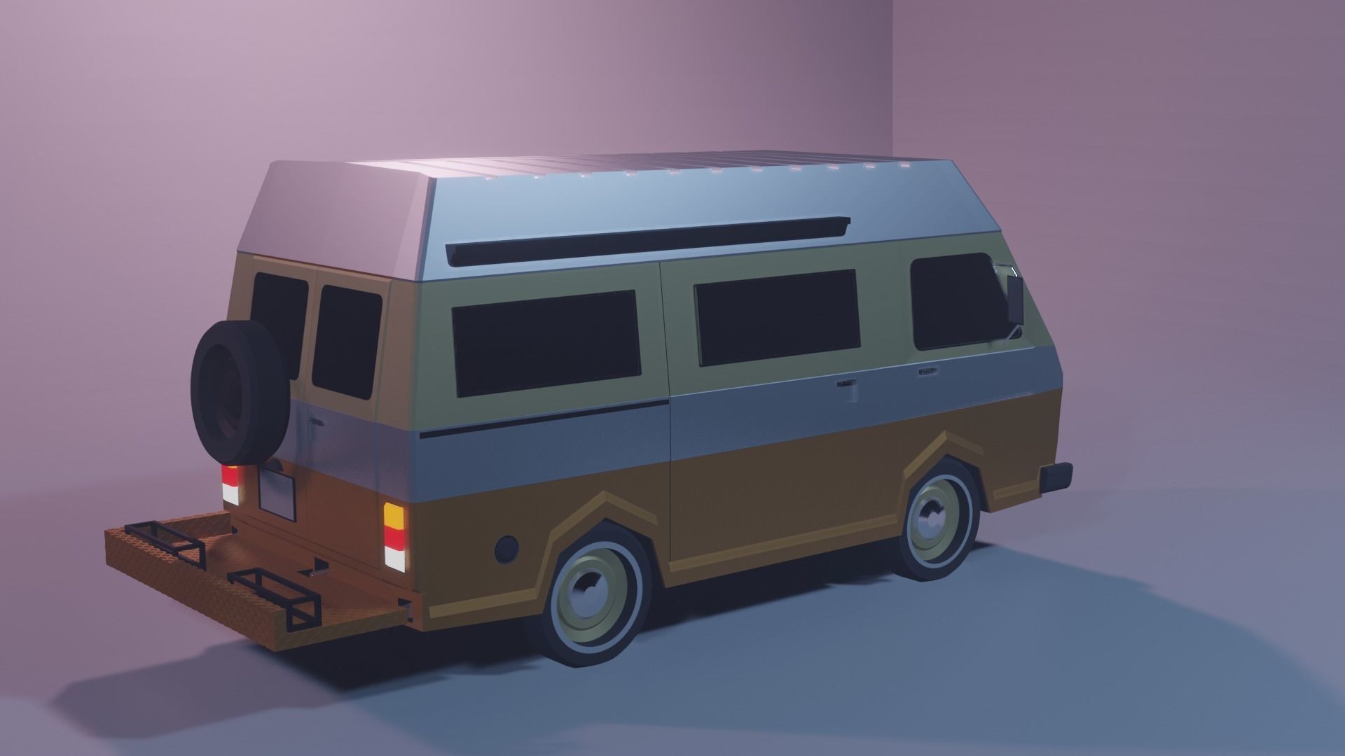 Retro Caravan Low Poly Low-poly 3D model_8