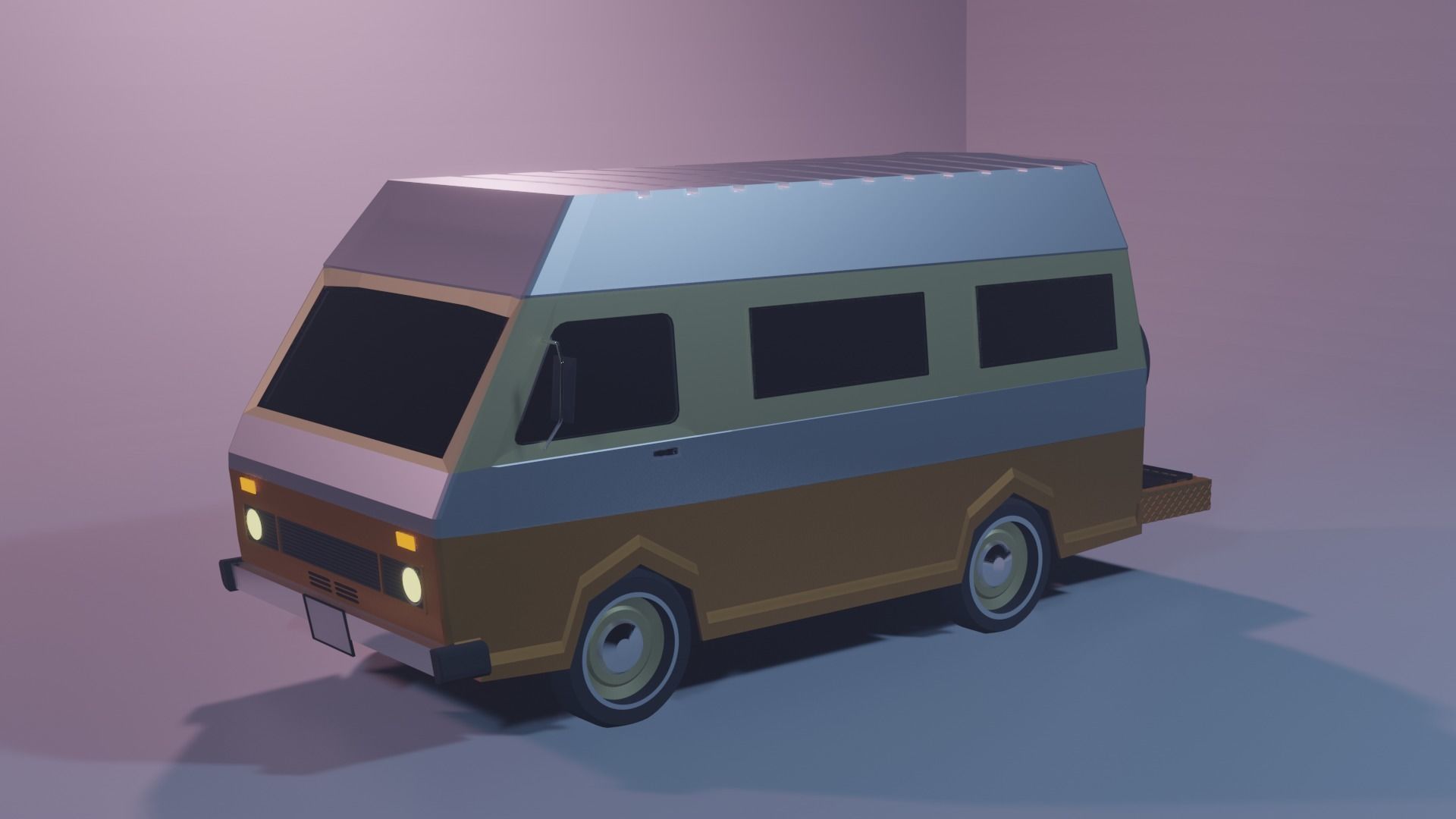 Retro Caravan Low Poly Low-poly 3D model_9