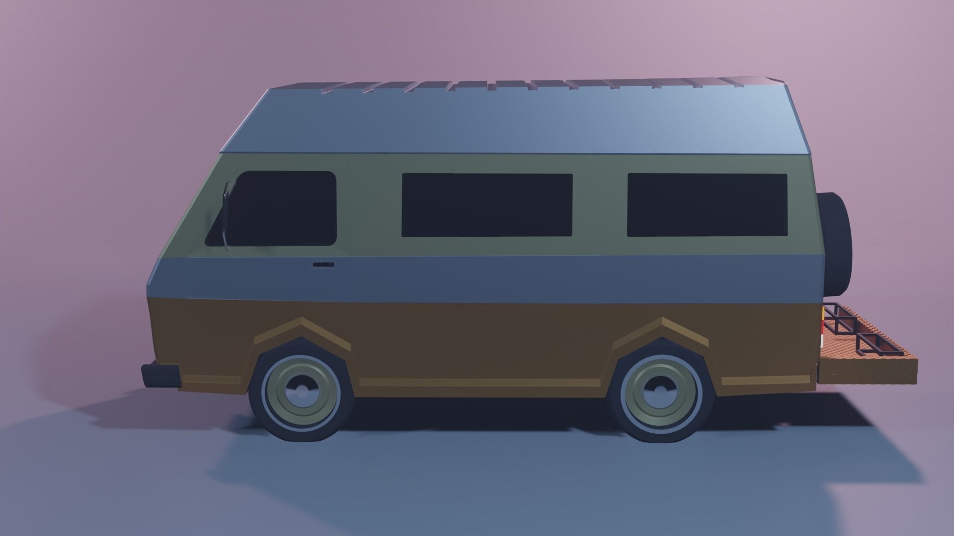 Retro Caravan Low Poly Low-poly 3D model_6