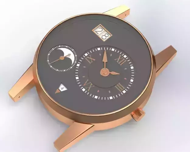 Watch with rose gold dial