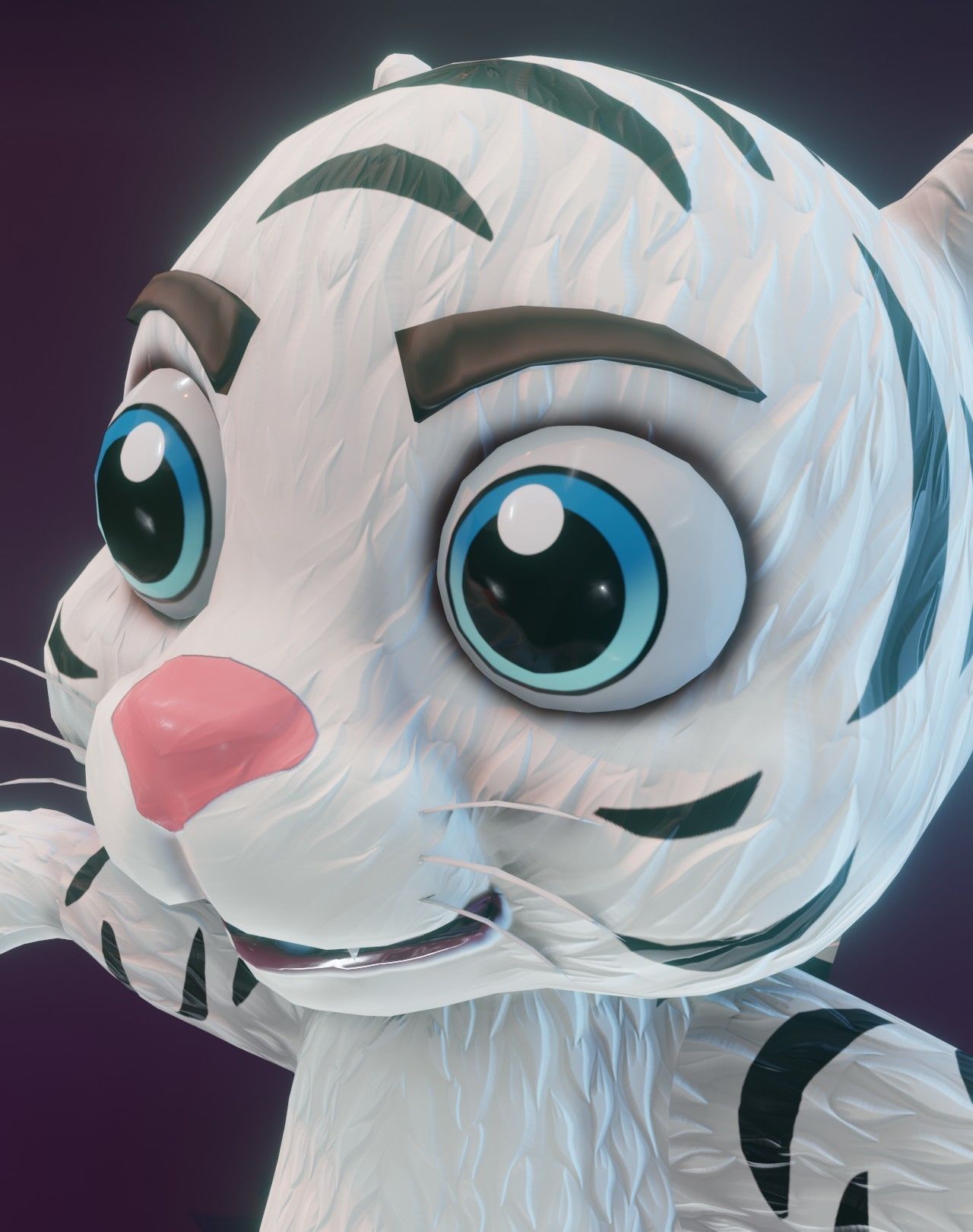 Cartoon White Tiger Rigged 3D Model Low-poly 3D model_16