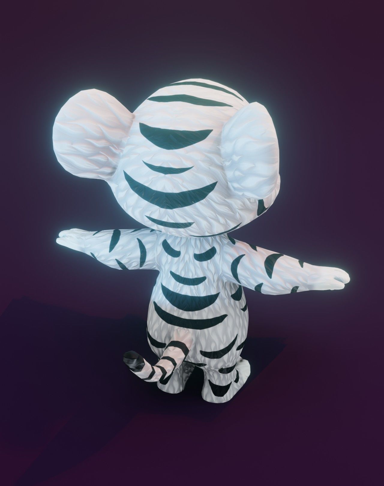 Cartoon White Tiger Rigged 3D Model Low-poly 3D model_5