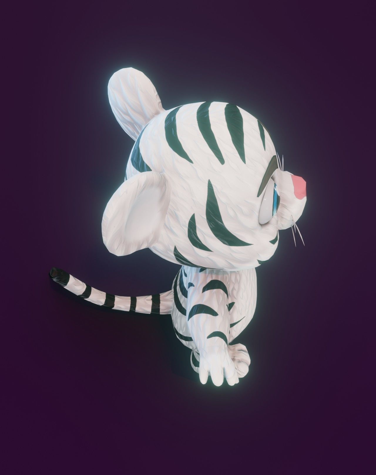 Cartoon White Tiger Rigged 3D Model Low-poly 3D model_15