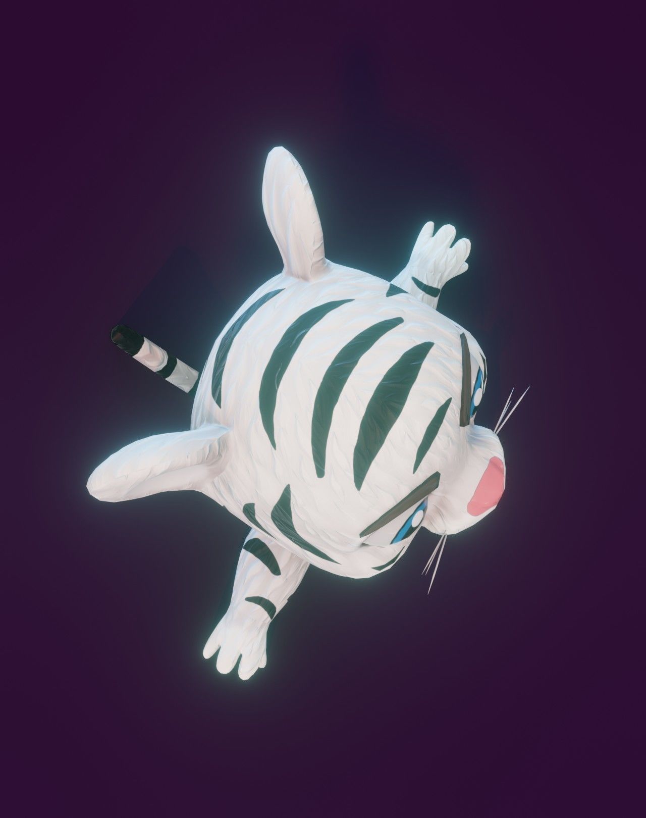 Cartoon White Tiger Rigged 3D Model Low-poly 3D model_11