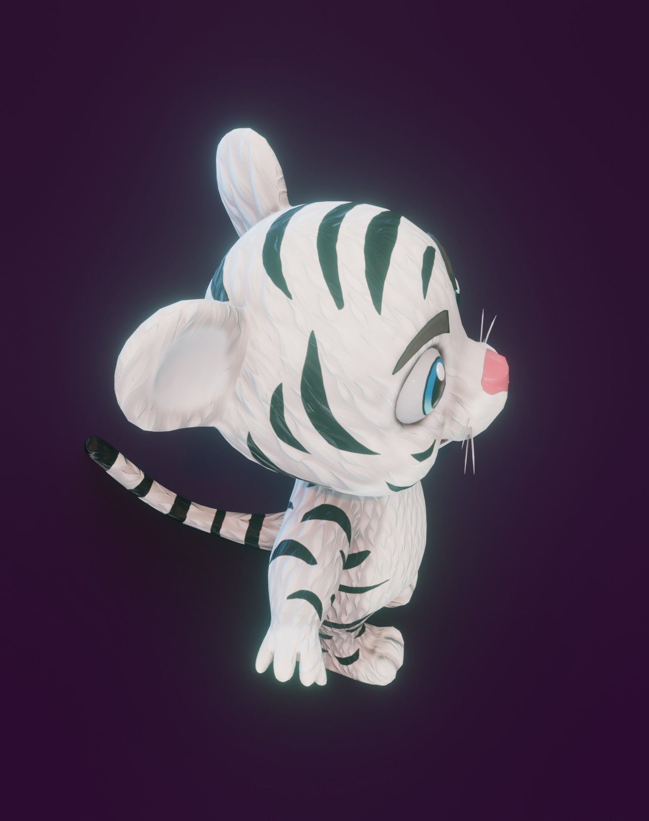 Cartoon White Tiger Rigged 3D Model Low-poly 3D model_20