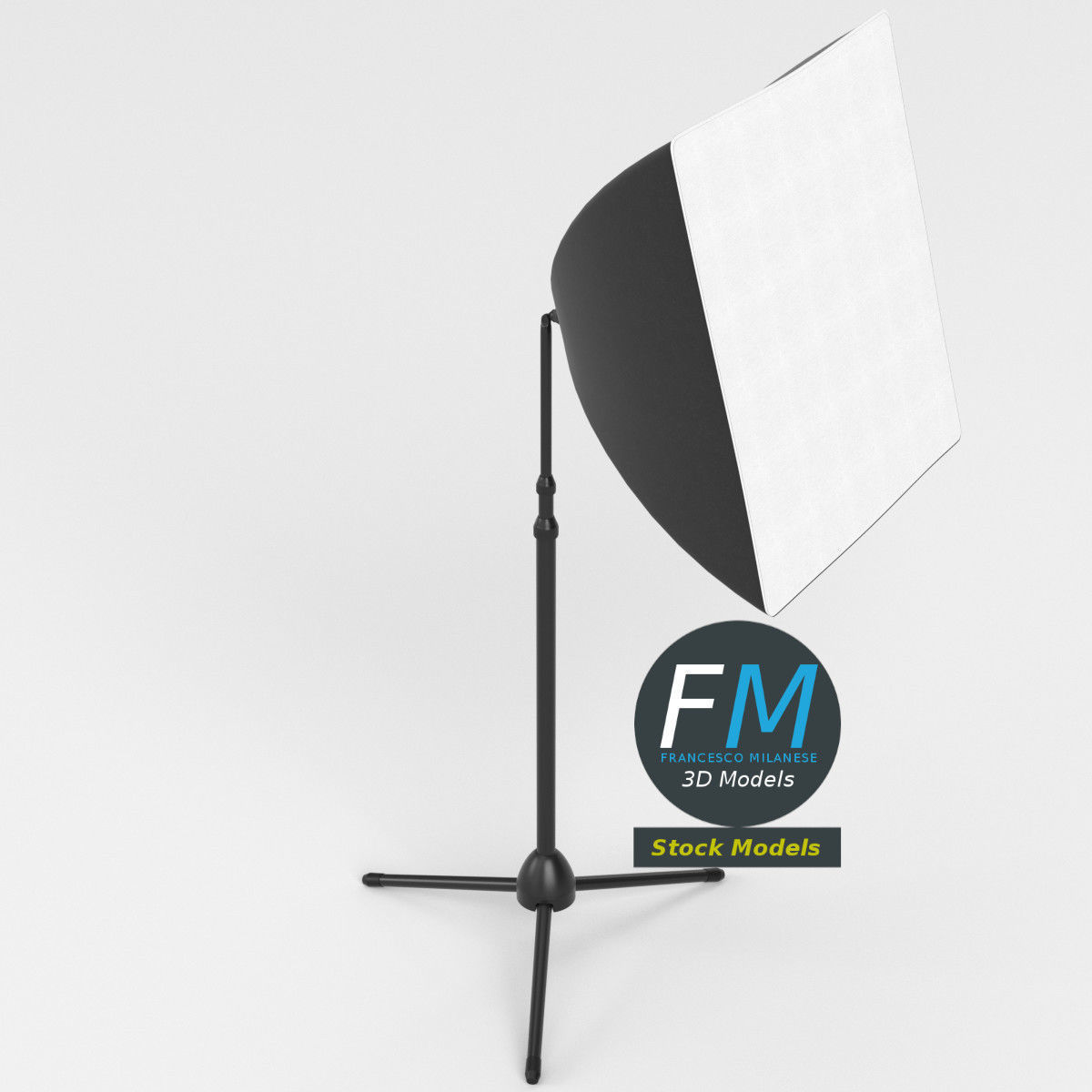 Softbox lamp on tripod 3D model_2