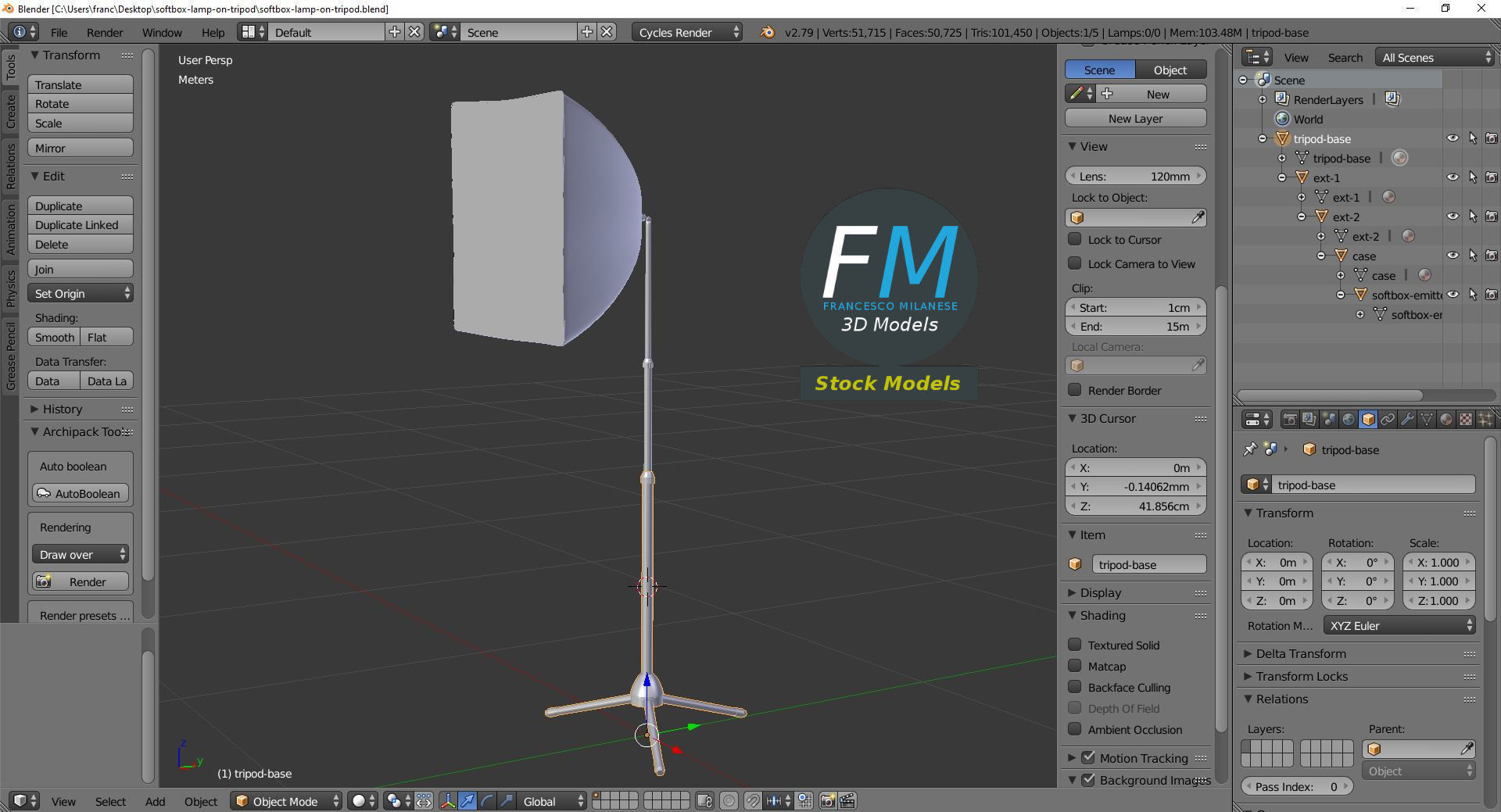 Softbox lamp on tripod 3D model_9