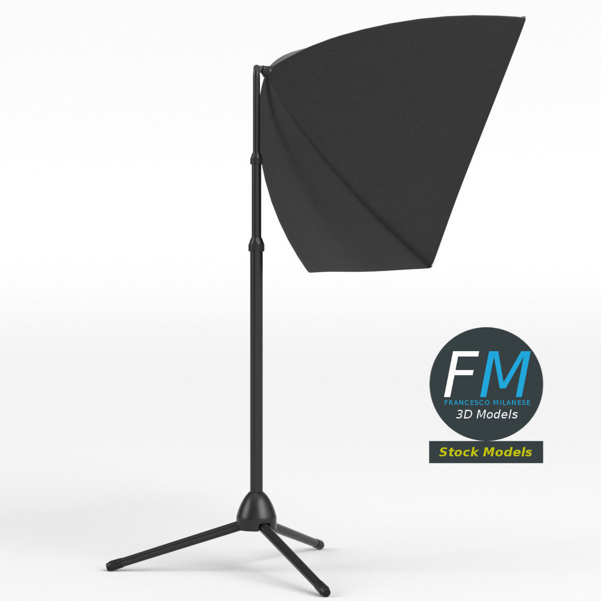 Softbox lamp on tripod 3D model_4
