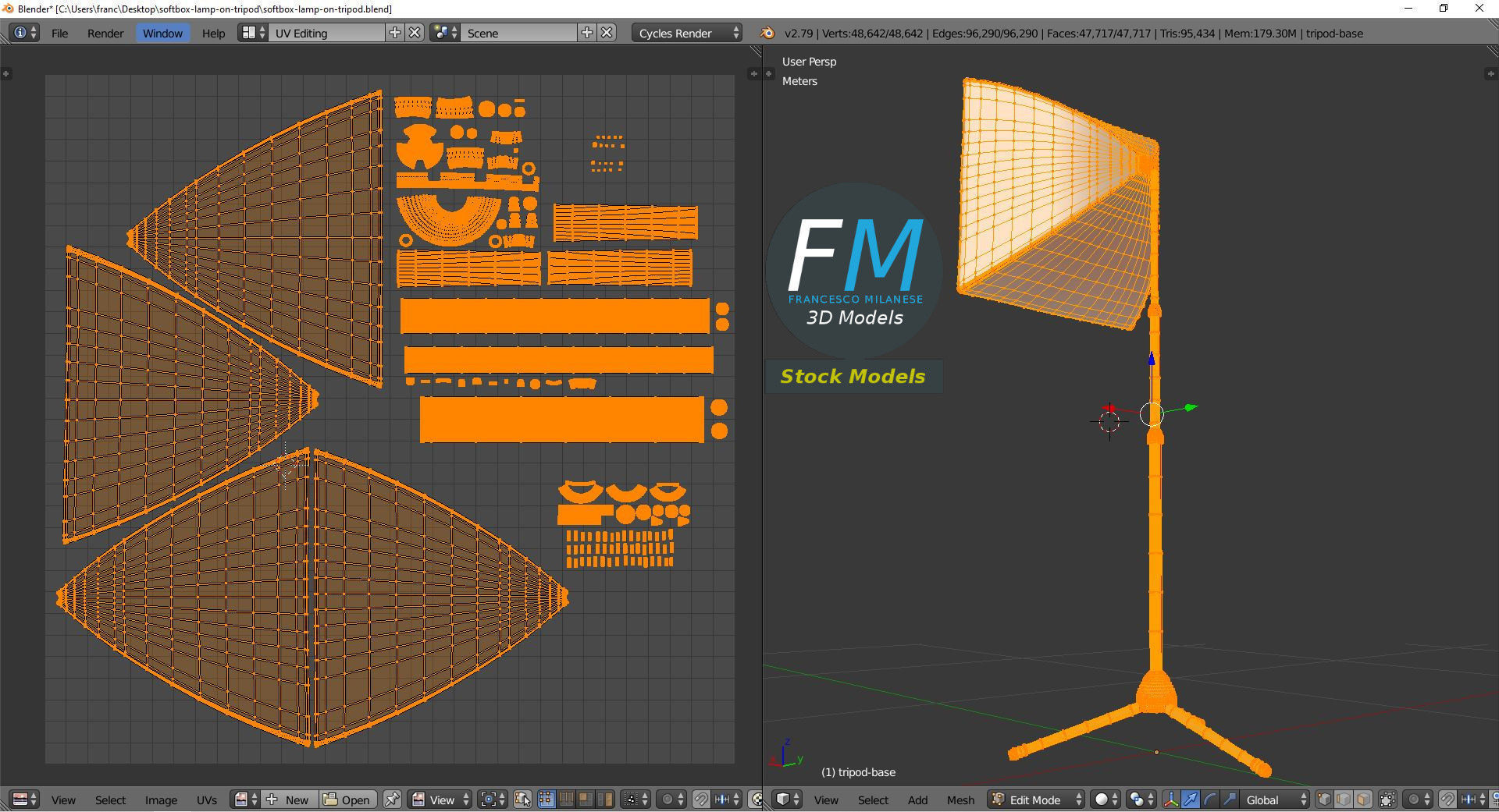 Softbox lamp on tripod 3D model_10
