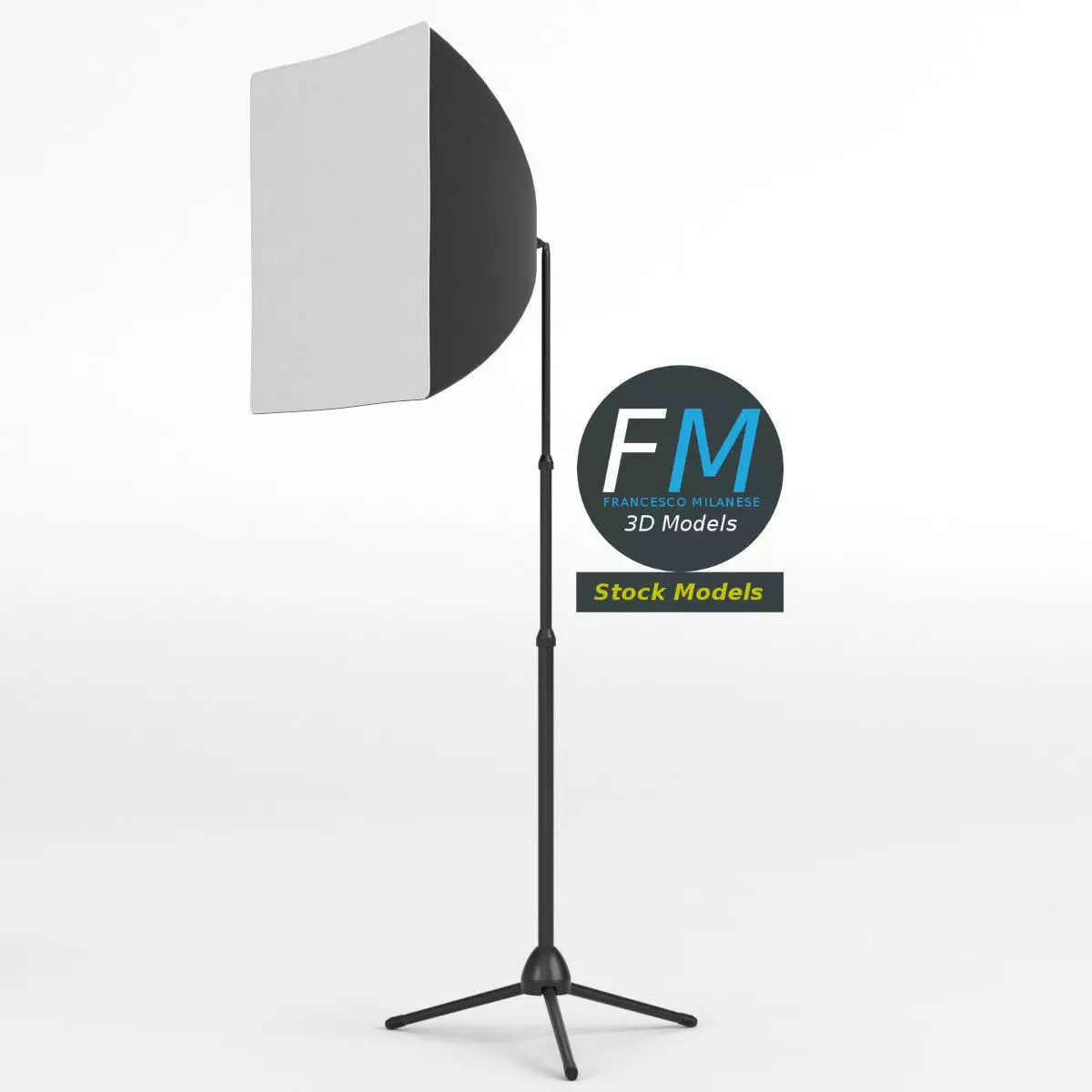 Softbox lamp on tripod 3D model_0