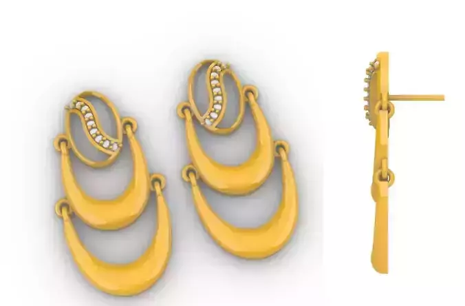 Gold 2 Layer Earring 