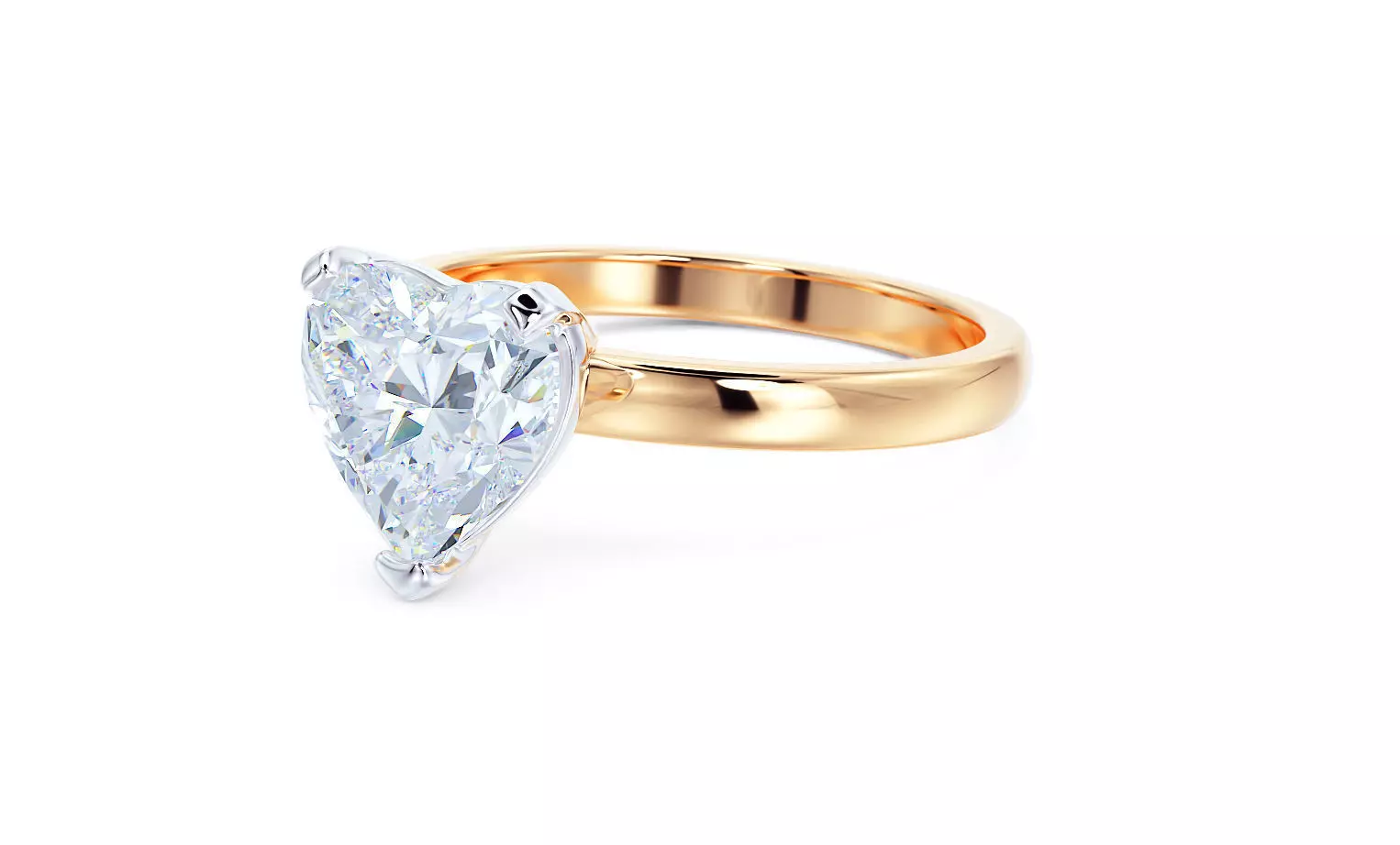 two color engagement ring heart shape diamond 8x8mm 3D print model