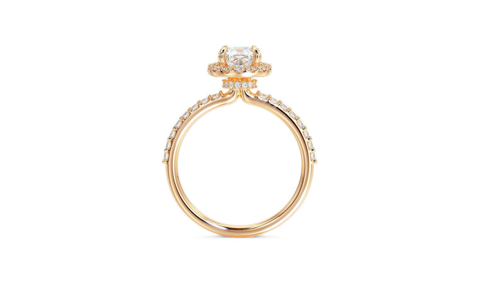 gold engagement ring 6x6mm cushion square diamond  3D print model_4