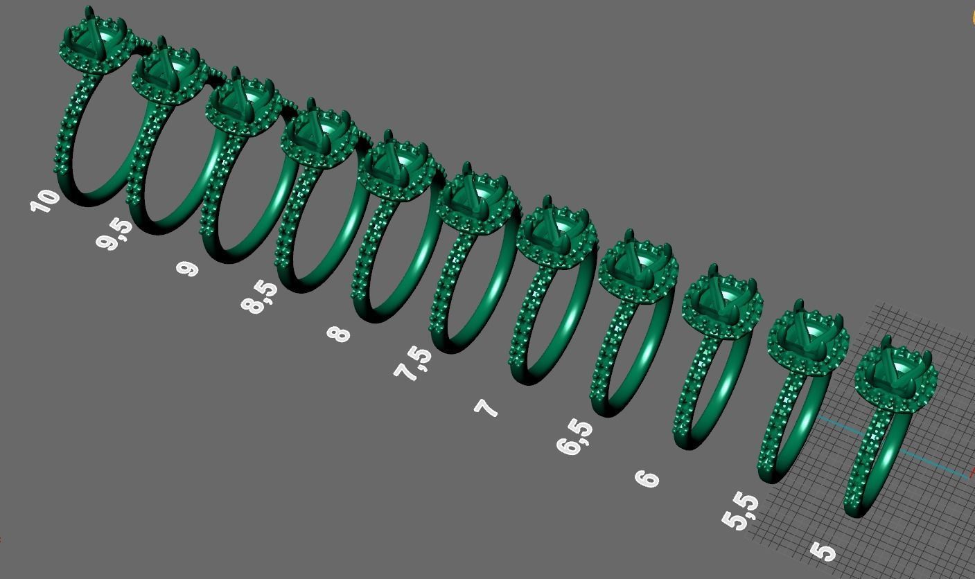 gold engagement ring 6x6mm cushion square diamond  3D print model_1