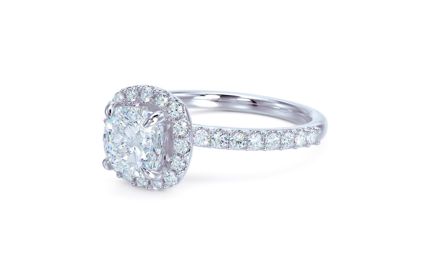 gold engagement ring 6x6mm cushion square diamond  3D print model_12