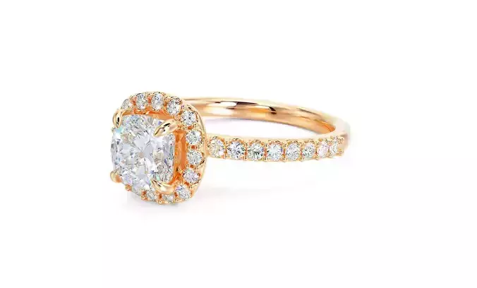 gold engagement ring 6x6mm cushion square diamond  3D print model