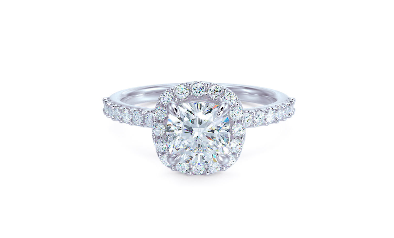 gold engagement ring 6x6mm cushion square diamond  3D print model_11