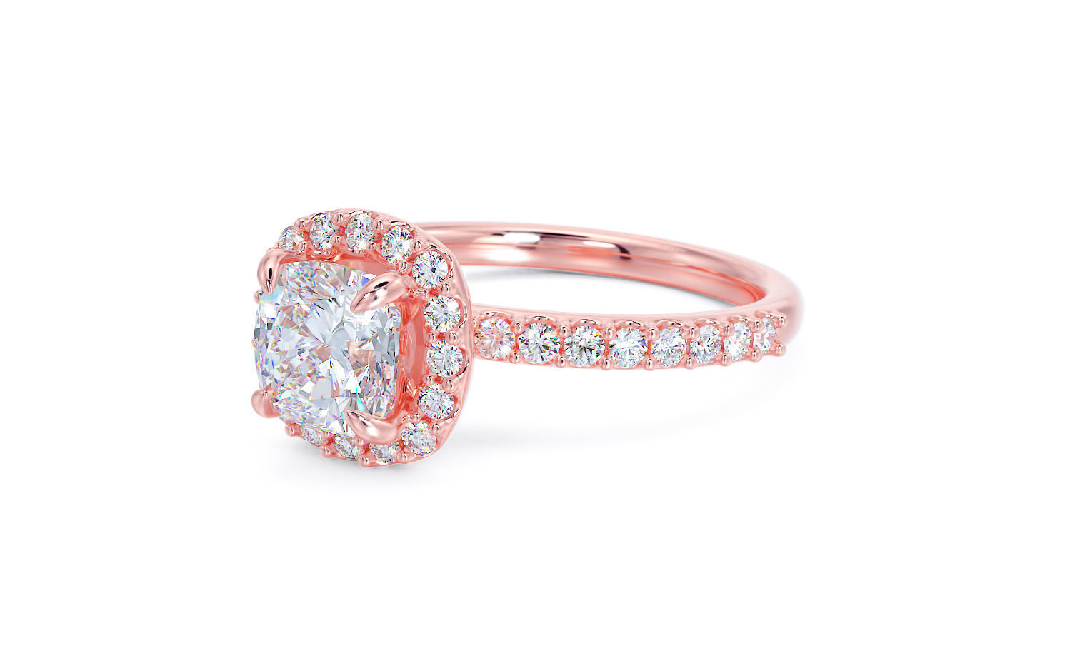 gold engagement ring 6x6mm cushion square diamond  3D print model_17