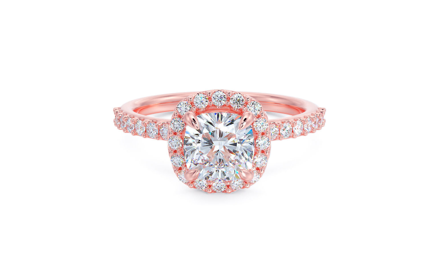 gold engagement ring 6x6mm cushion square diamond  3D print model_16