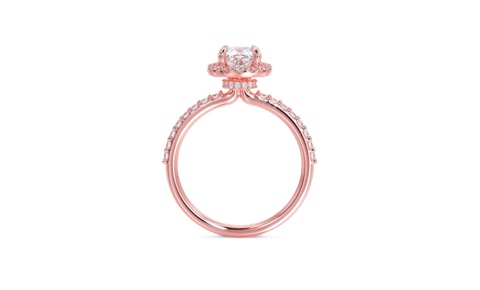 gold engagement ring 6x6mm cushion square diamond  3D print model_13