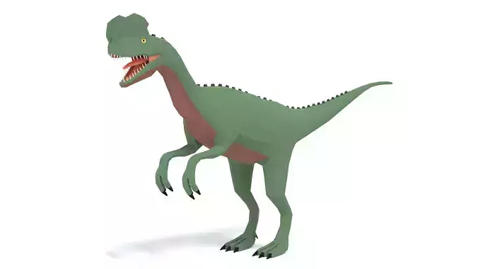 Low Poly Cartoon Dilophosaurus Dinosaur Low-poly 3D model