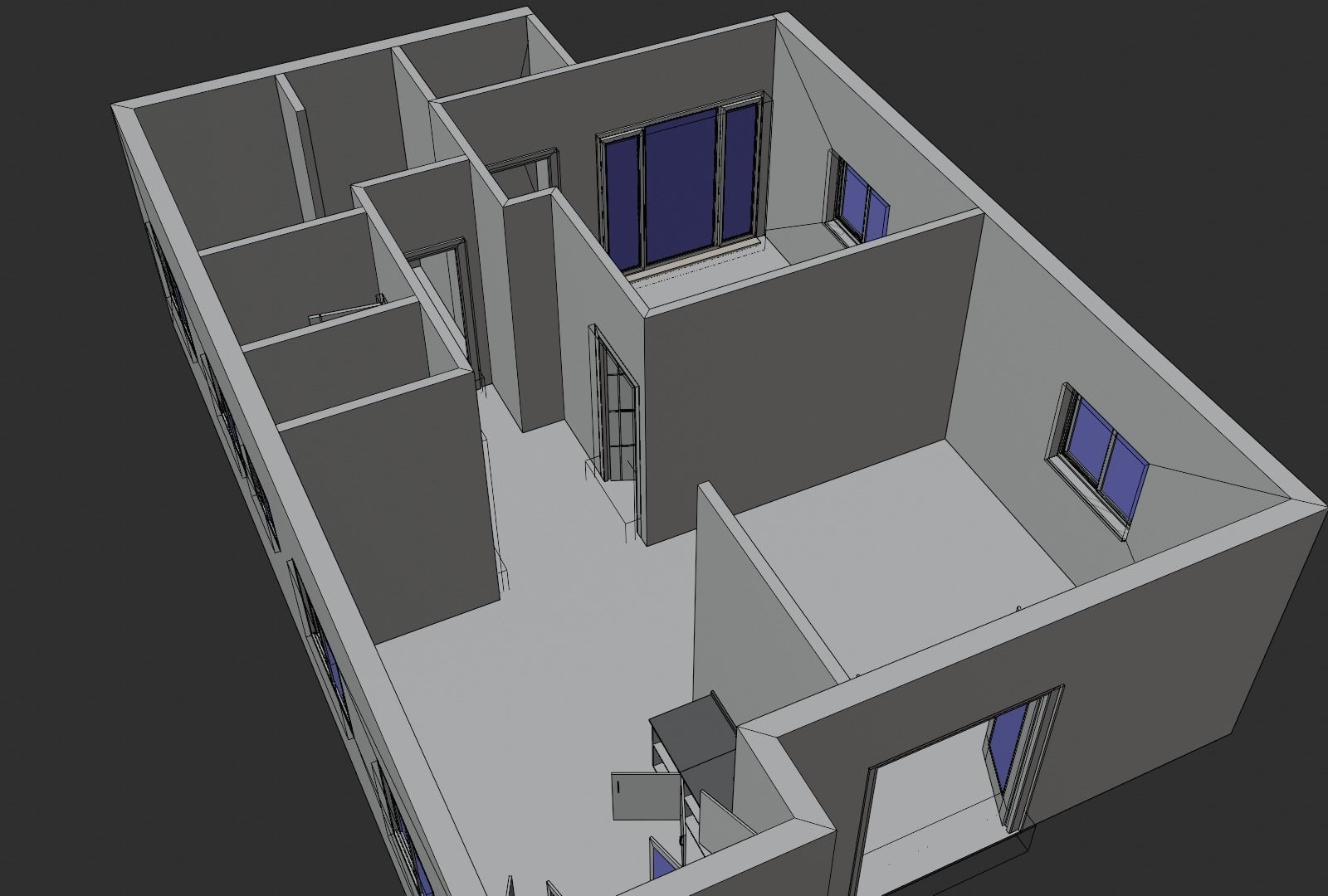 Architectural Building Floor Plan Low-poly 3D model_9