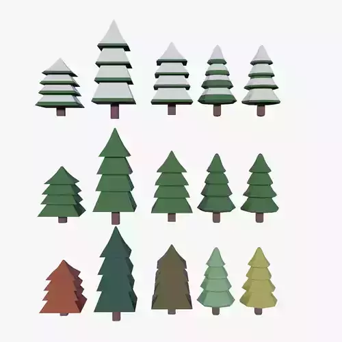 Low-Poly Winter trees Pack