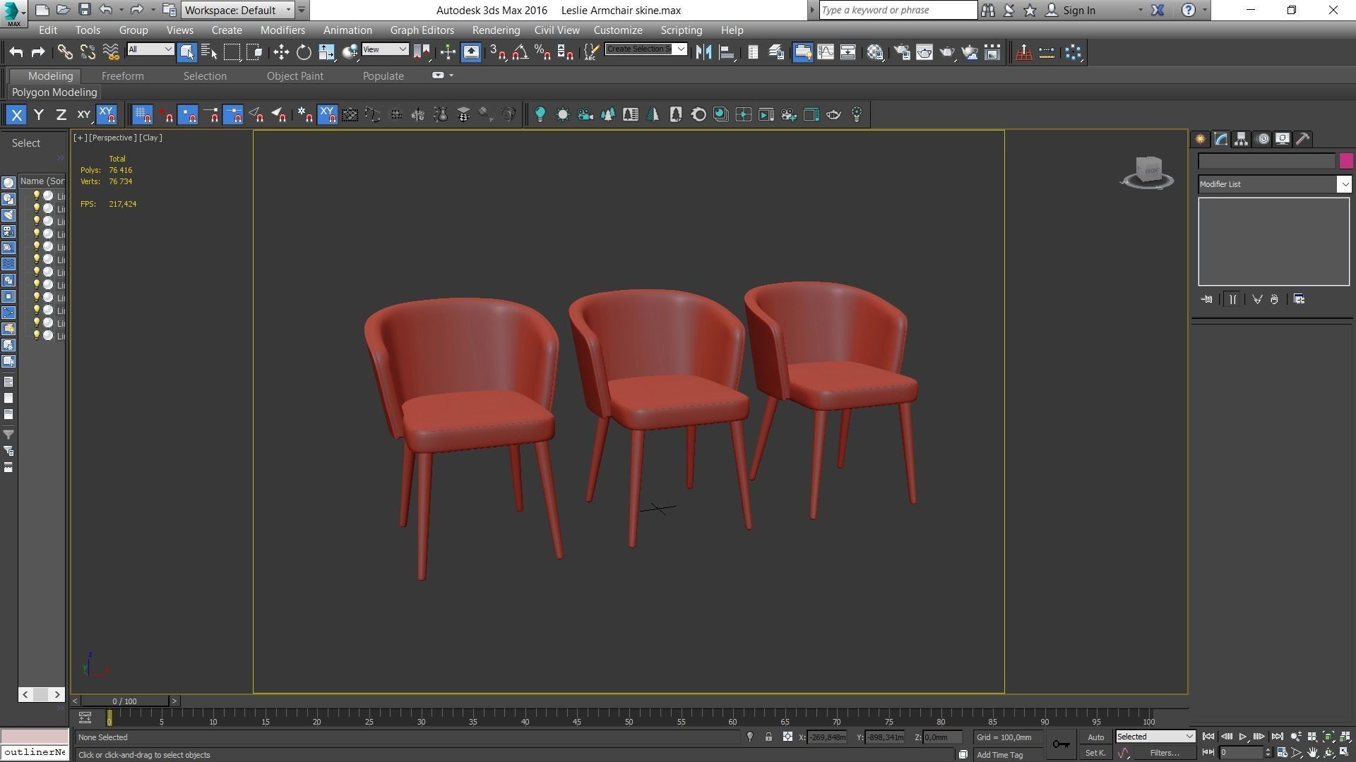 Dining chair Low-poly 3D model_8