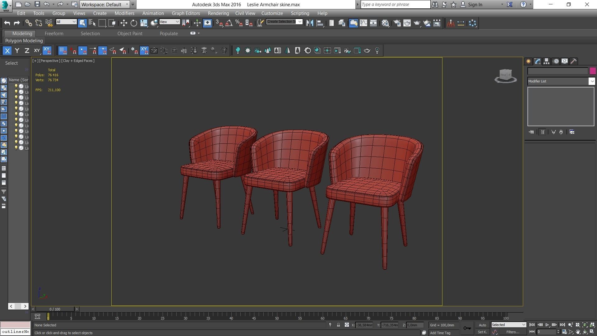 Dining chair Low-poly 3D model_10