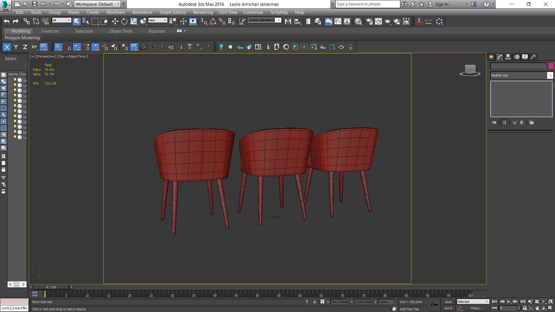 Dining chair Low-poly 3D model_12
