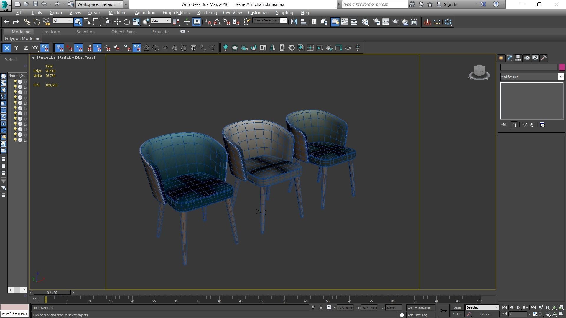 Dining chair Low-poly 3D model_6