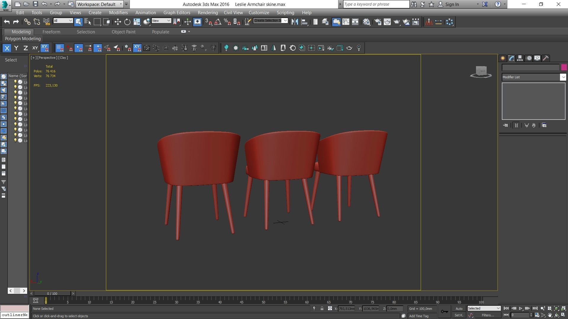 Dining chair Low-poly 3D model_13