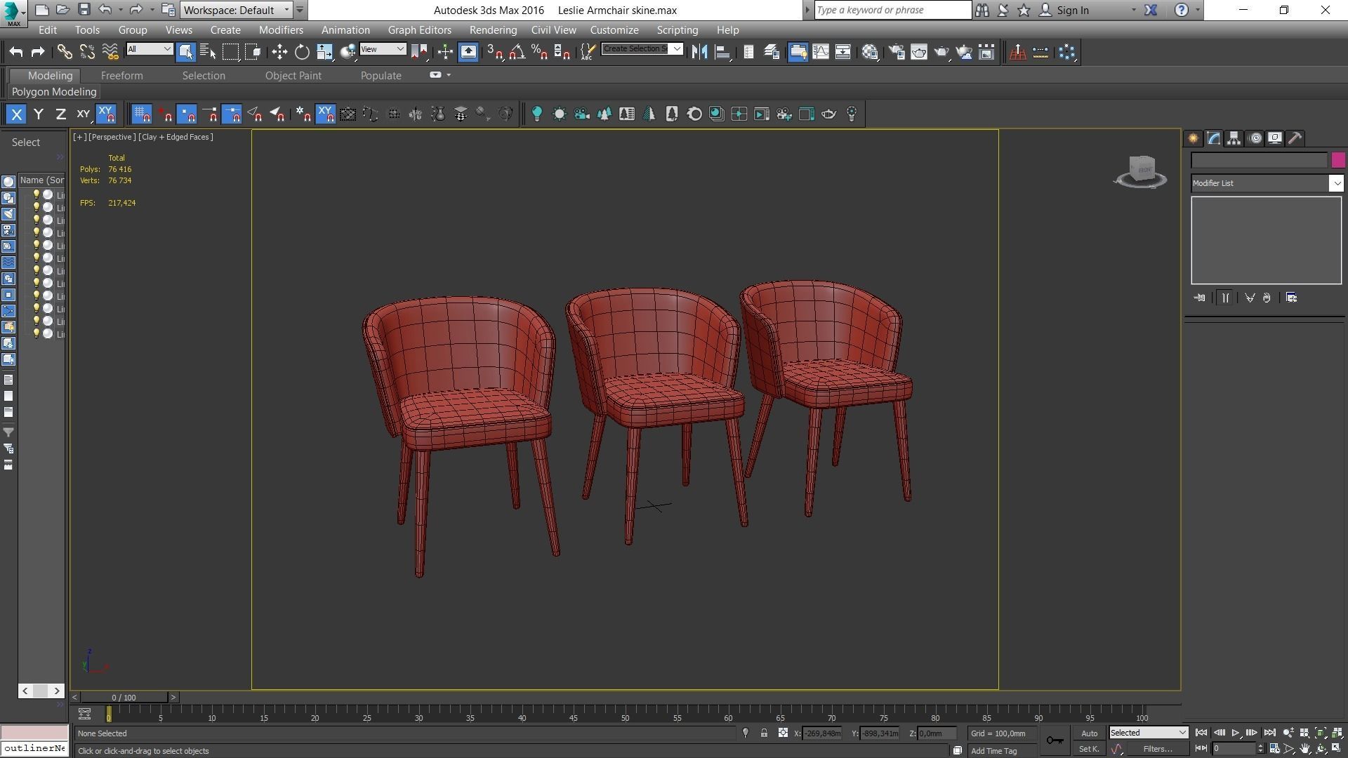 Dining chair Low-poly 3D model_9