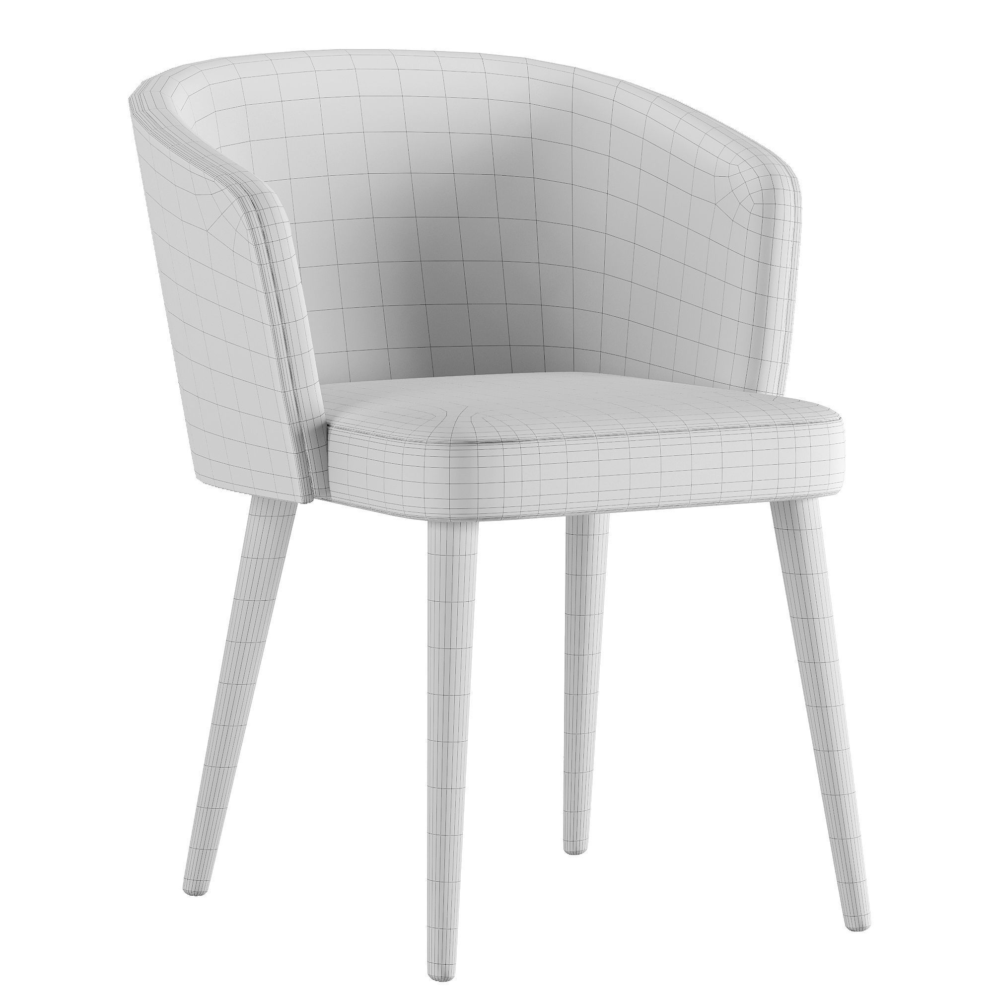 Dining chair Low-poly 3D model_4