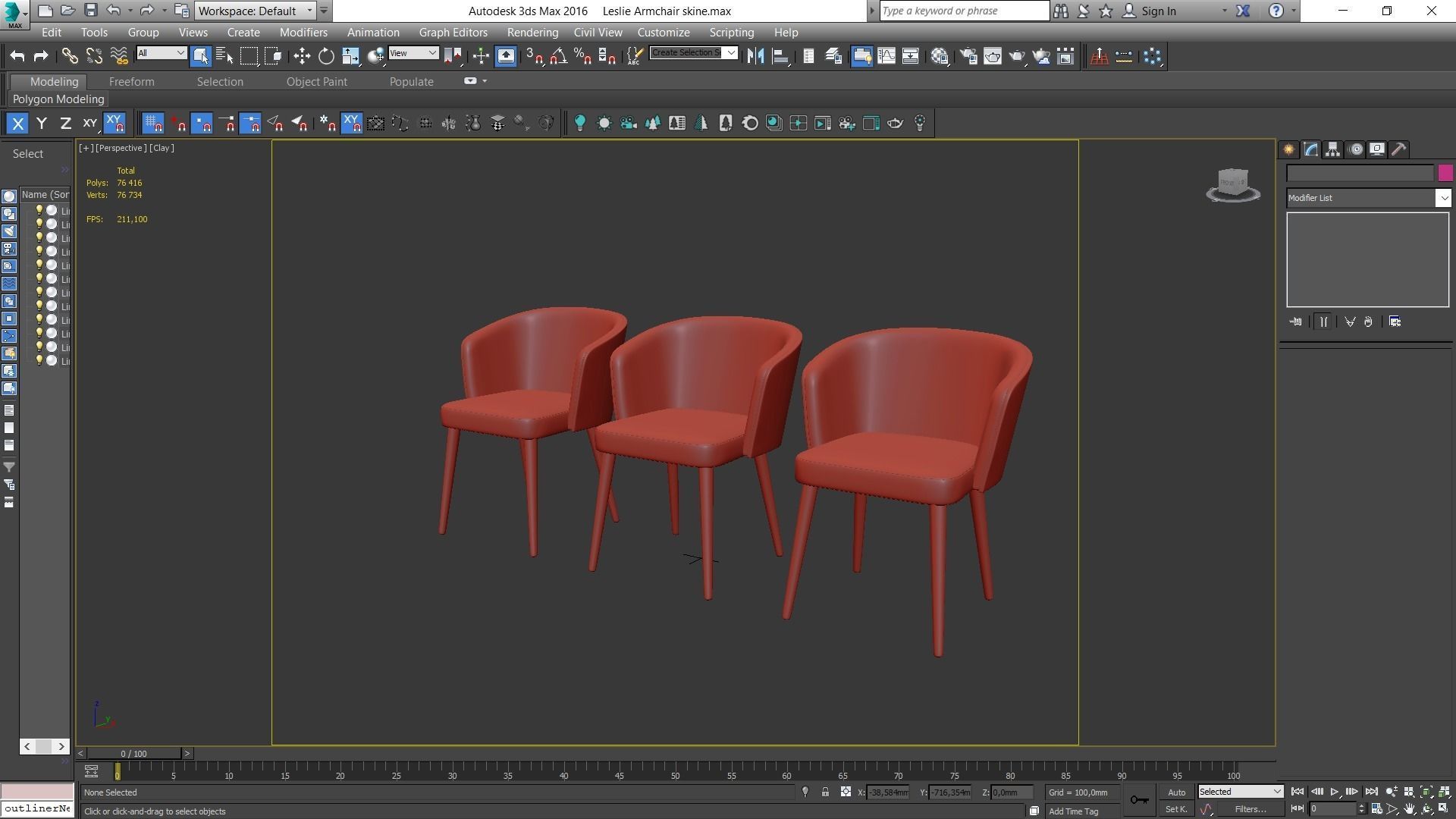 Dining chair Low-poly 3D model_11