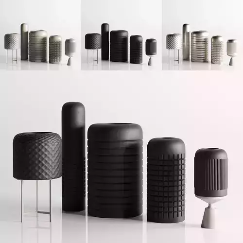 Vase Concrete metal ceramic Indoor Outdoor Set 04 3D model