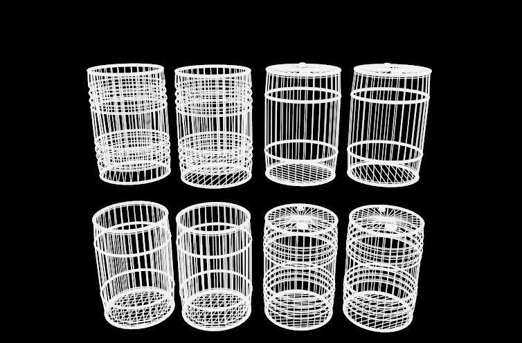 Barrel Set Low-poly 3D model_16