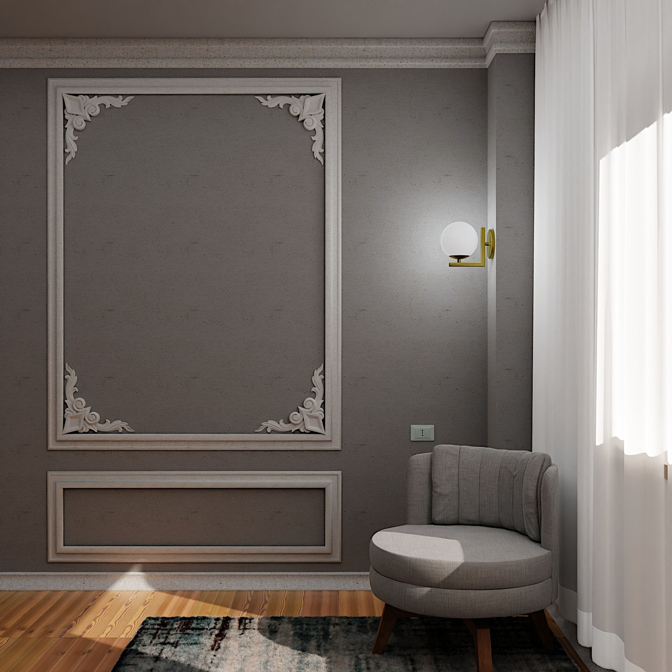 Classic Interior Wall Decoration 3D model Low-poly 3D model_3