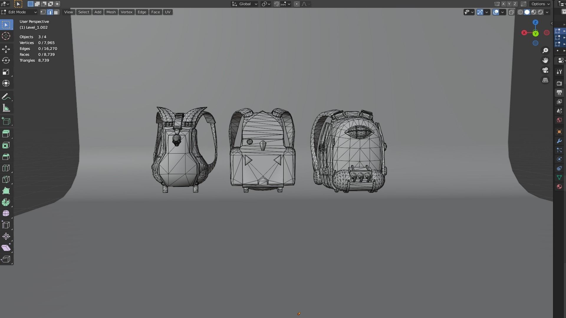 Bag 3x Biometal backpack 3D model_7