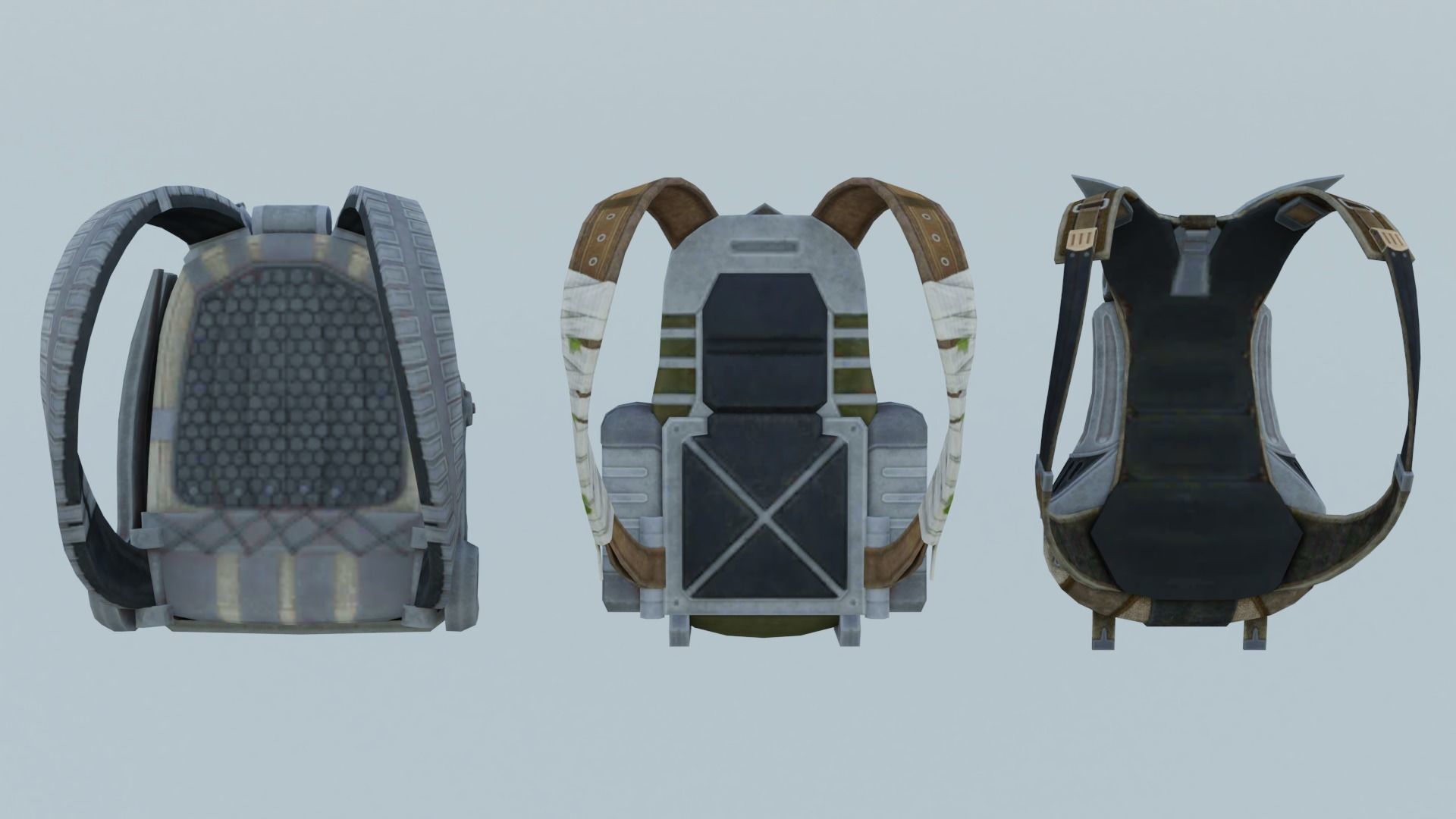 Bag 3x Biometal backpack 3D model_2
