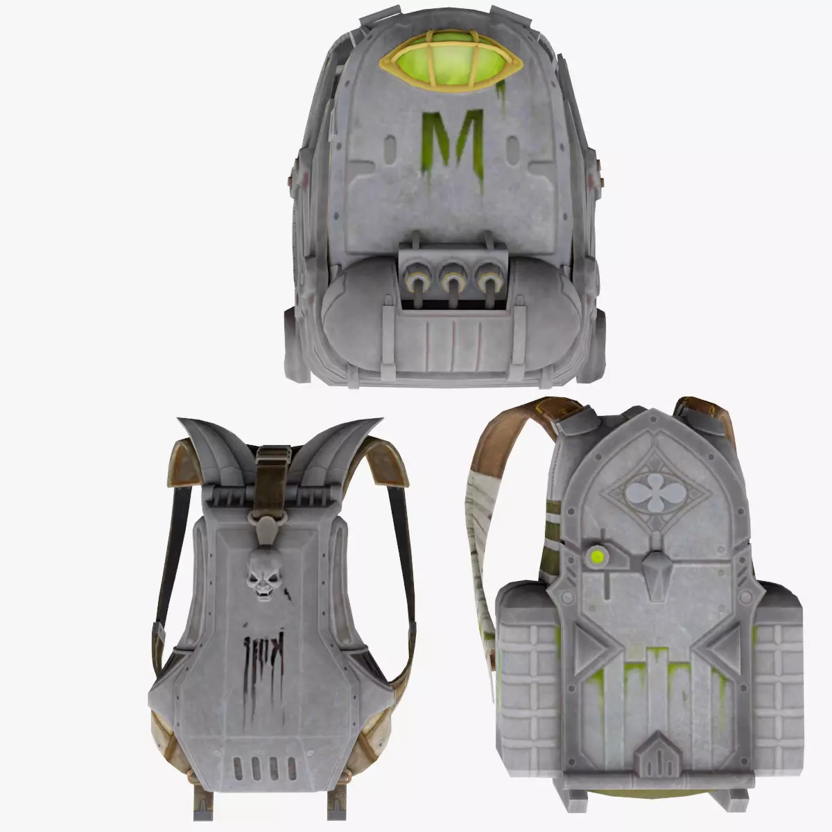 Bag 3x Biometal backpack 3D model_0