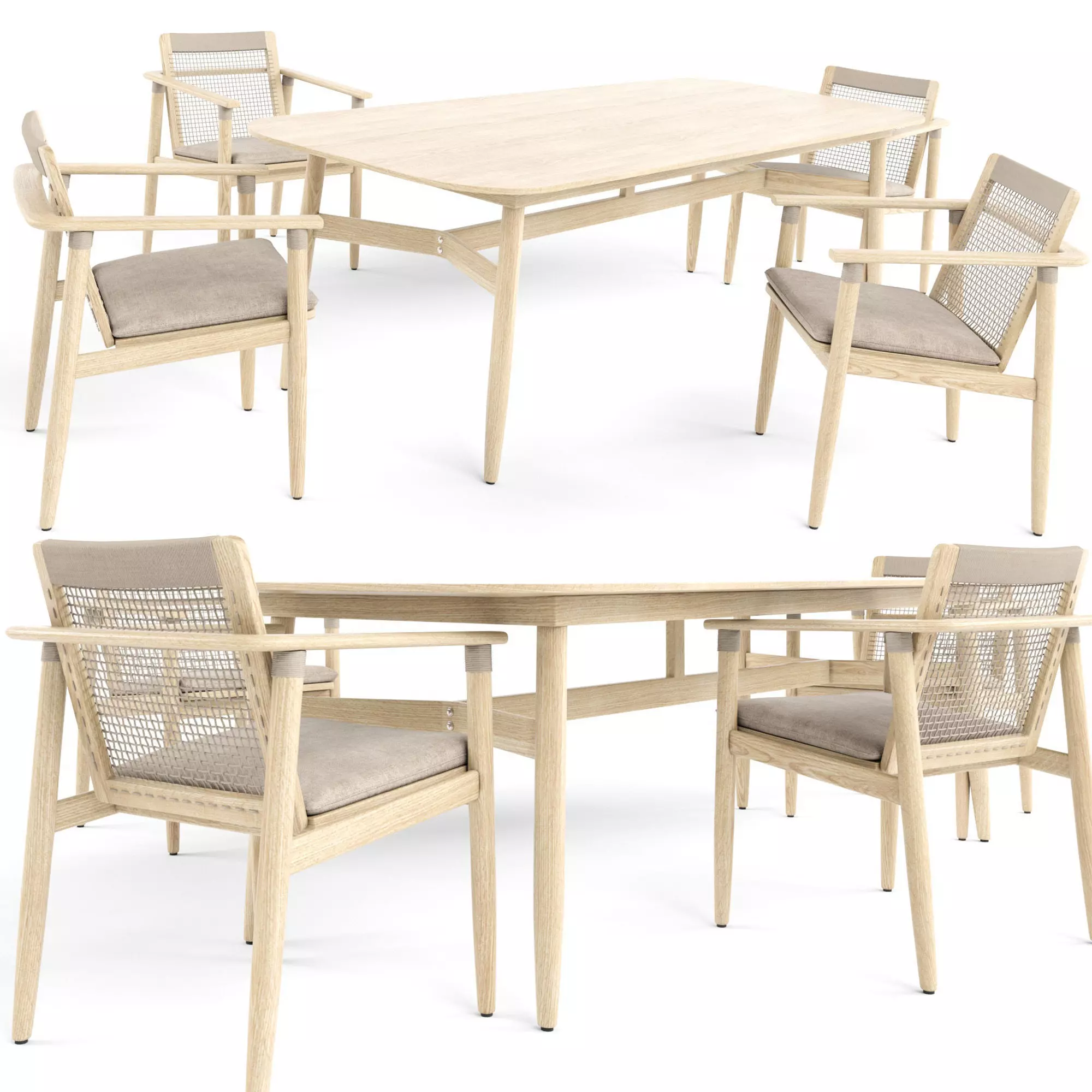 David dining table and chairs set 3D model_0