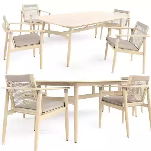 David dining table and chairs set 3D model