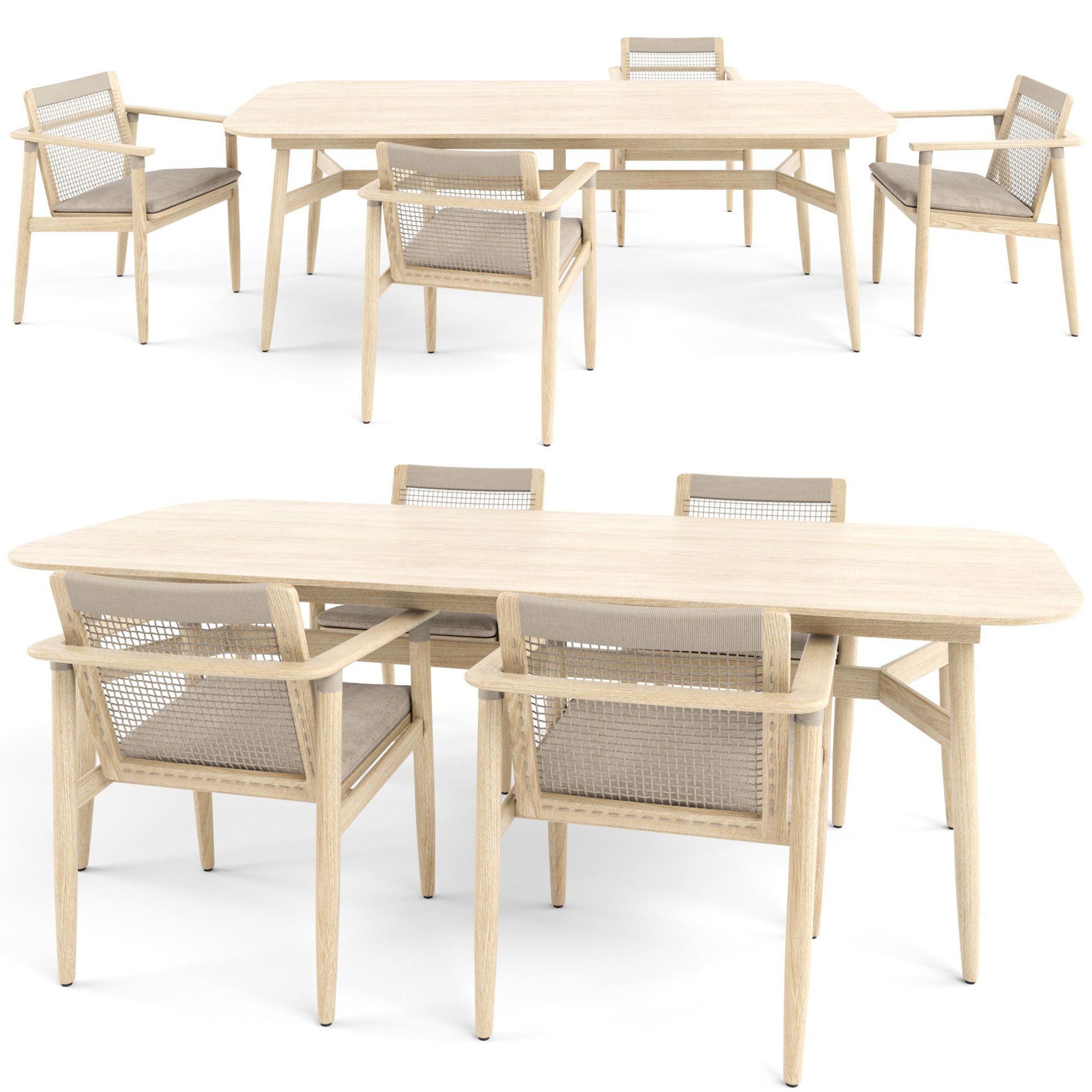 David dining table and chairs set 3D model_1
