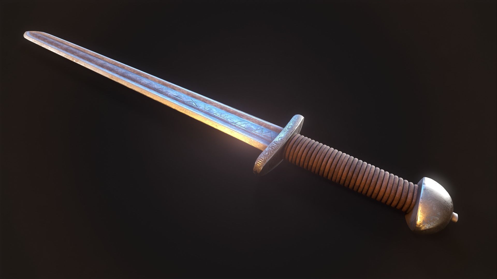 Viking Sword Low-poly 3D model_1