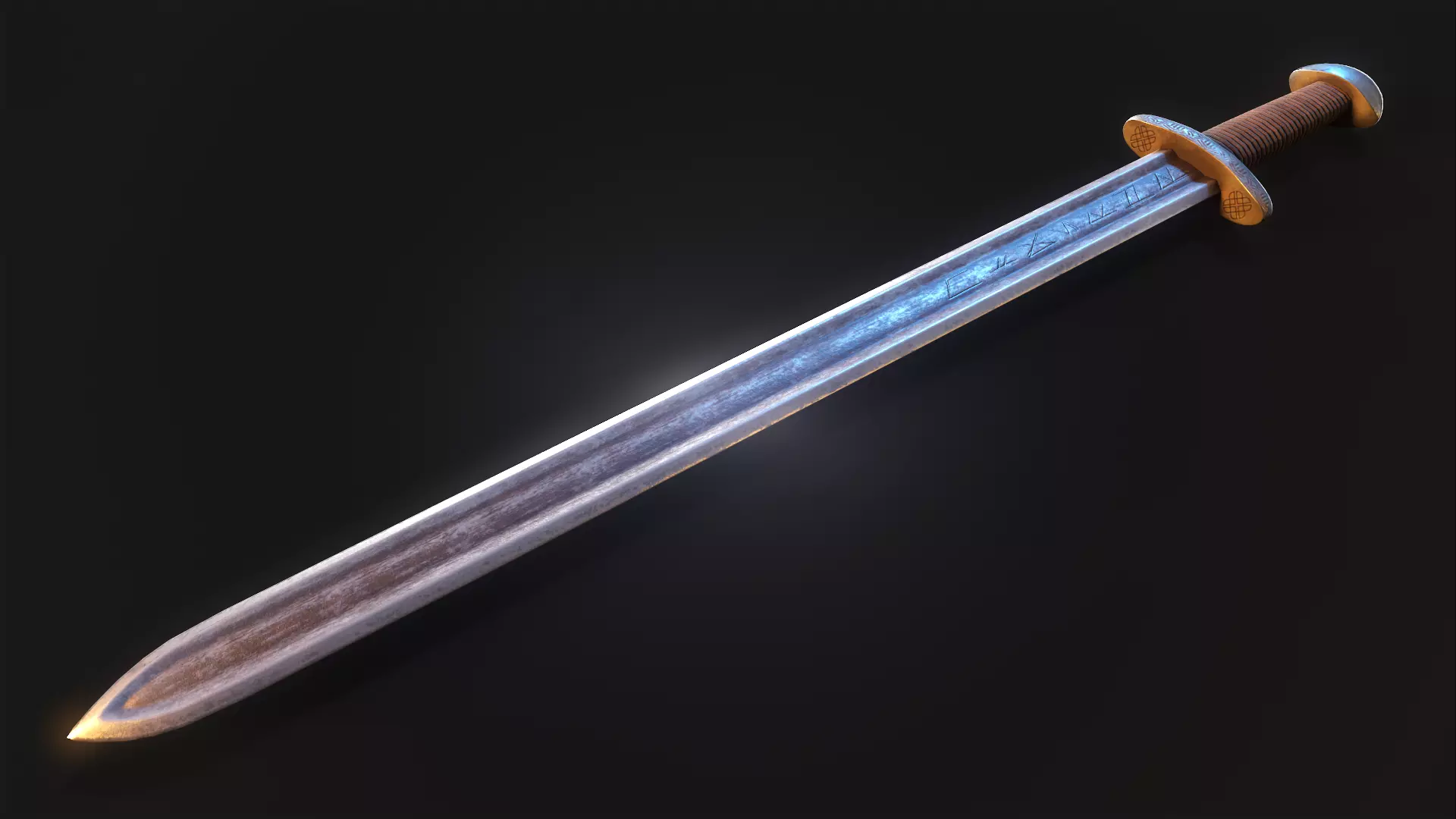 Viking Sword Low-poly 3D model_0