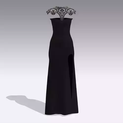 DRESS STRAPLESS HEART NECKLINE SLIT DRESS LONG 