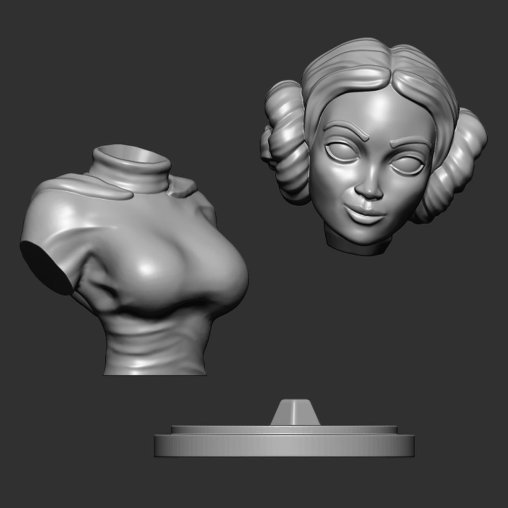 Princess Leia - Stylized Bust 3D print model_4